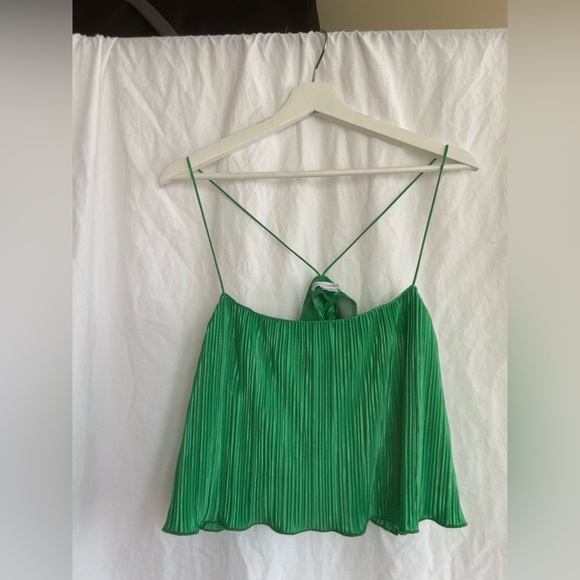Good American Plisse Bungee Strap Crop Top in Summer Green - Size 1/2 Size S/M - Picture 7 of 13